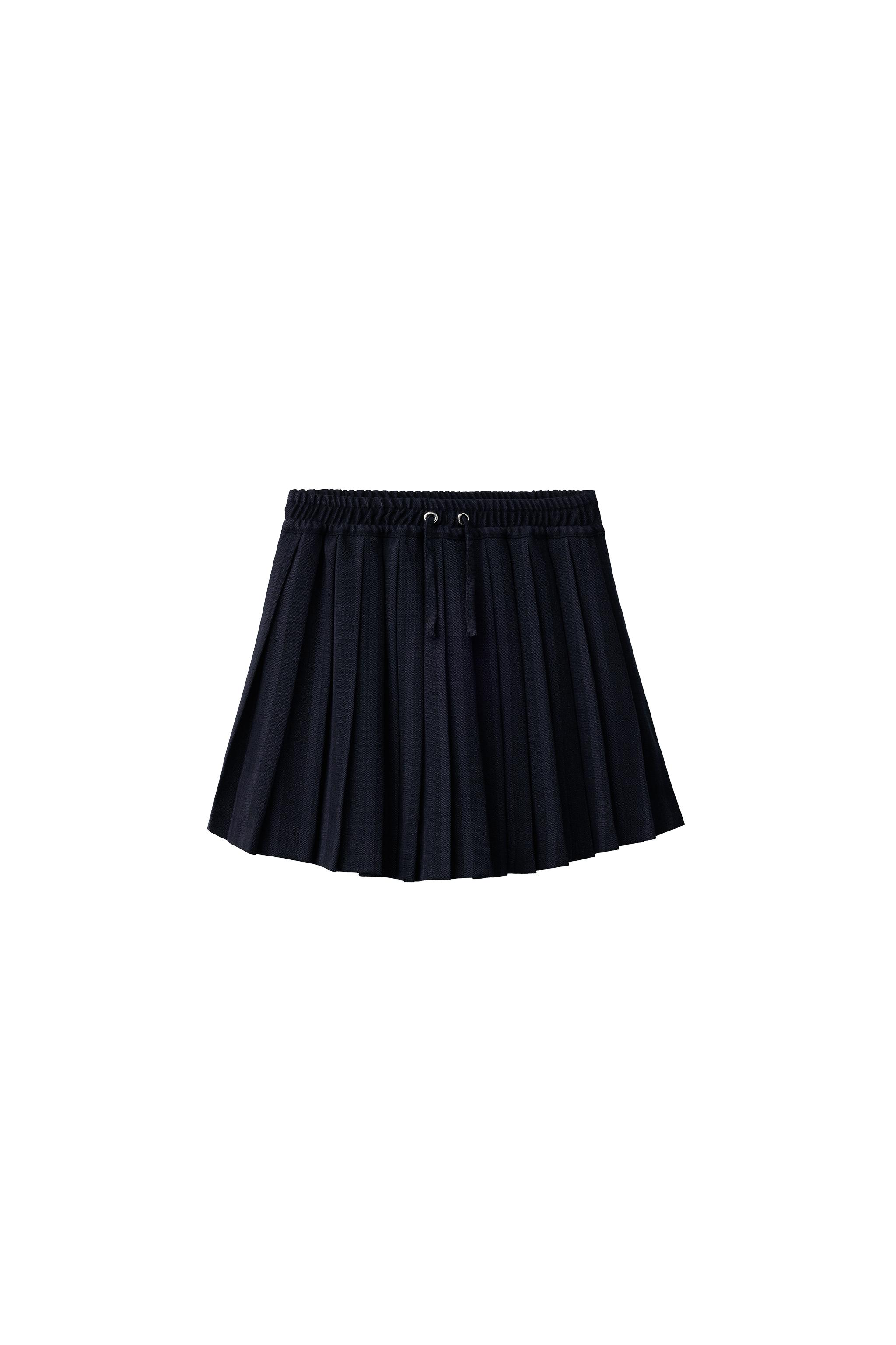 STRIPED PLEATED SKIRT - Navy blue | ZARA Canada