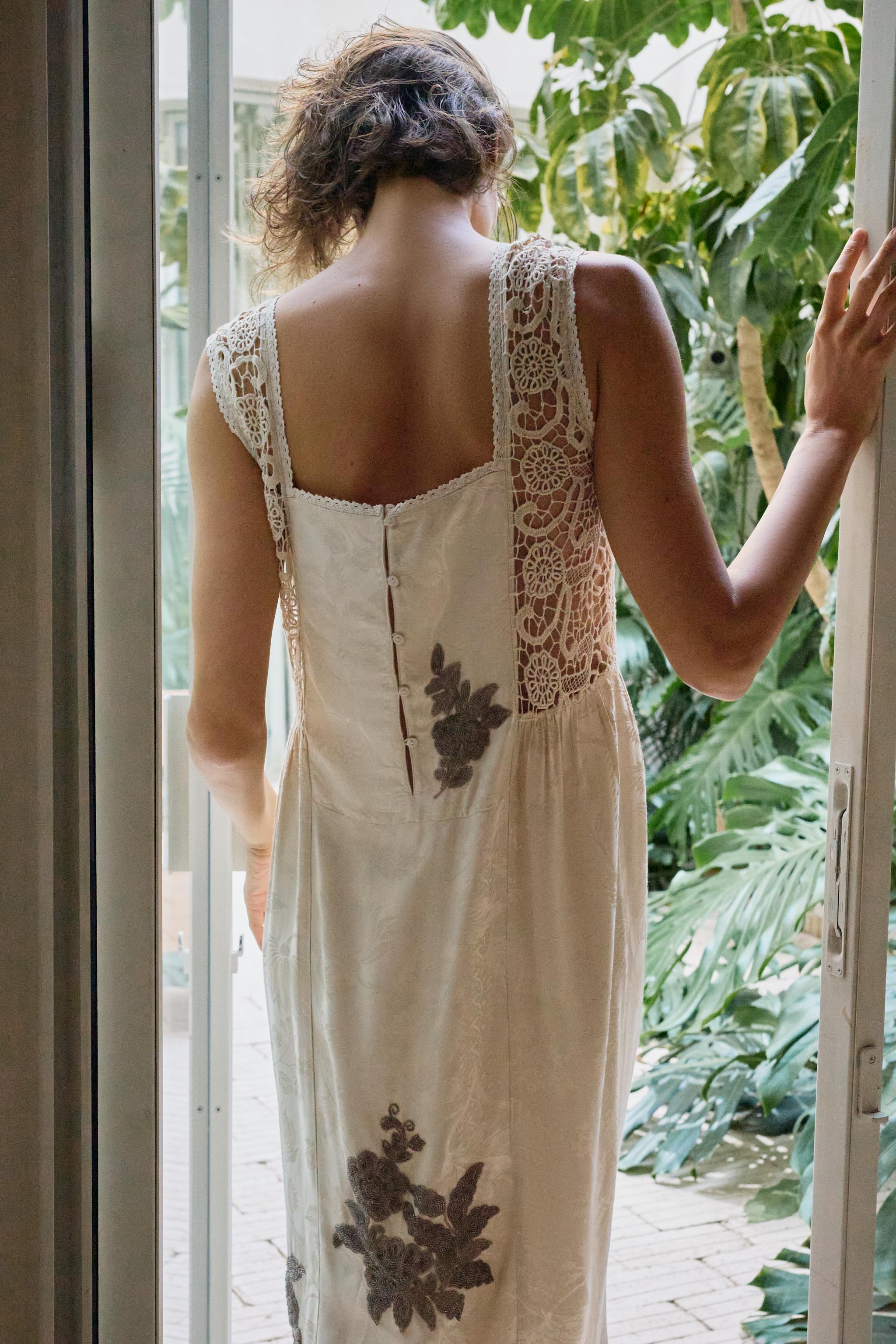 Женские платья Zara JACQUARD DRESS WITH BEADED EMBROIDERY — фото 3