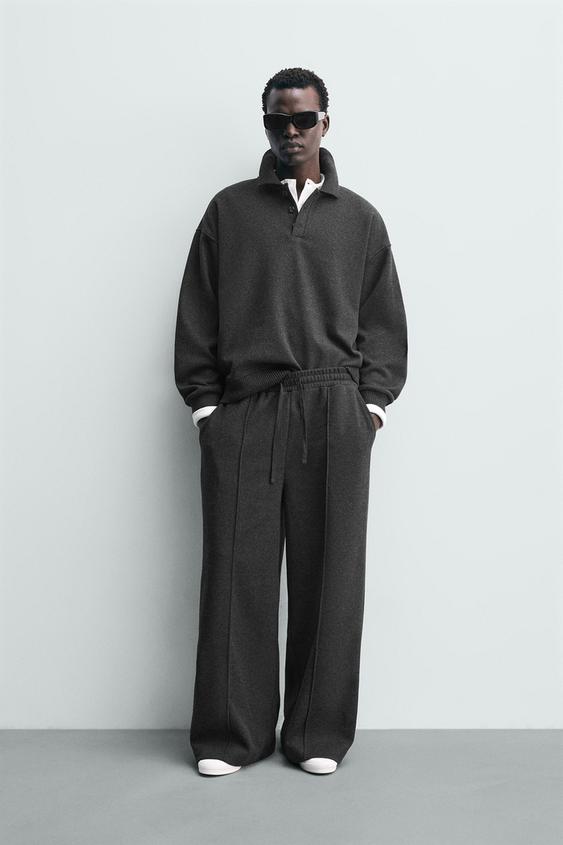 TEXTURED POLO SWEATSHIRT