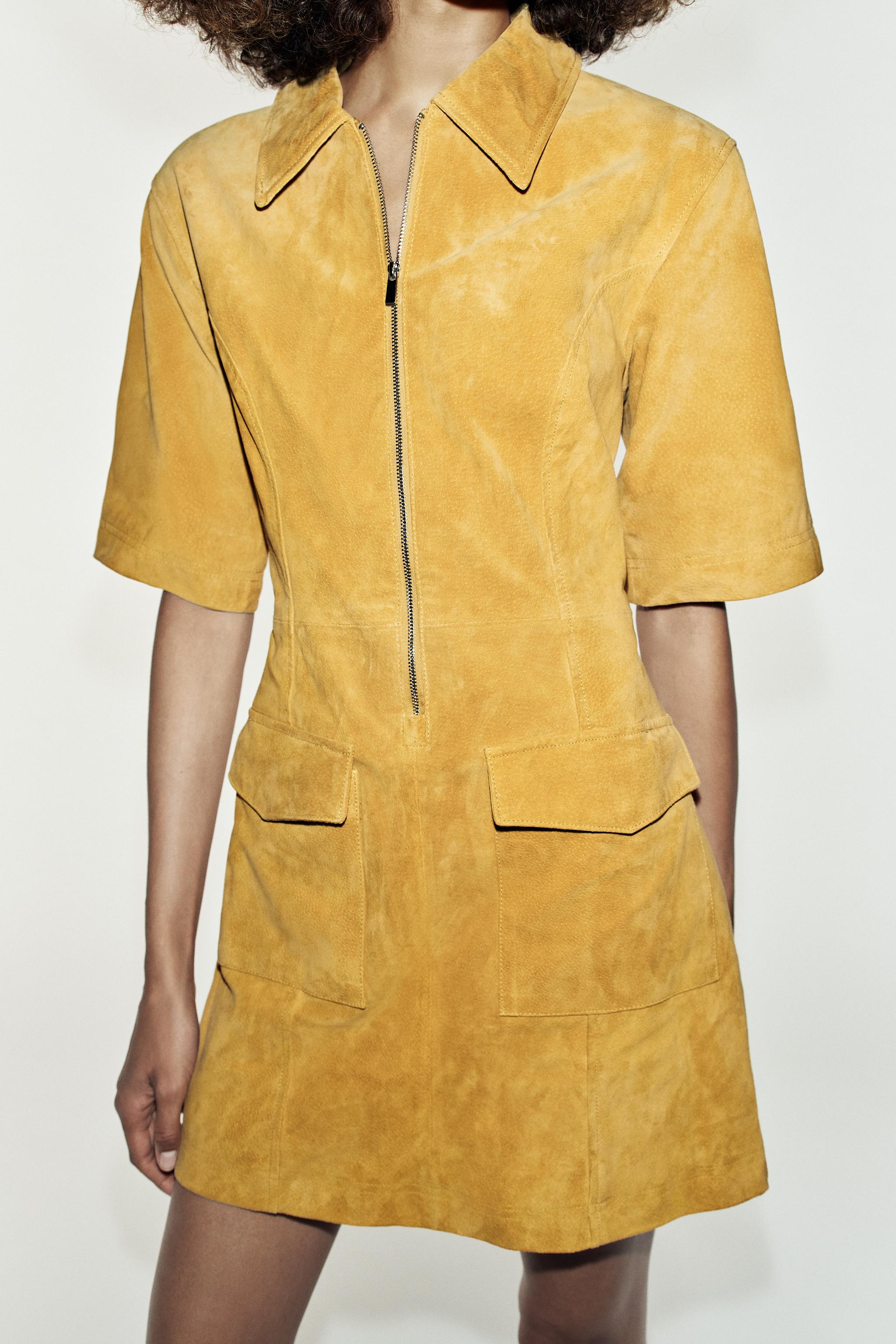 ROBE COURTE 100 % CUIR À FERMETURE ÉCLAIR