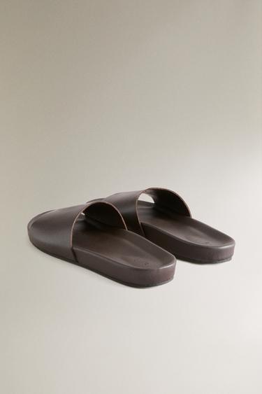 MULE EN CUIR - Marron de Zara - Image 3