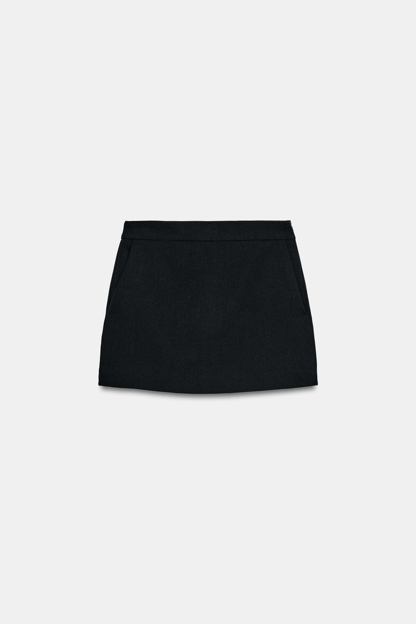 Женская юбка-шорты Zara Side-Zip Skort, цвет: Чёрный — фото 6