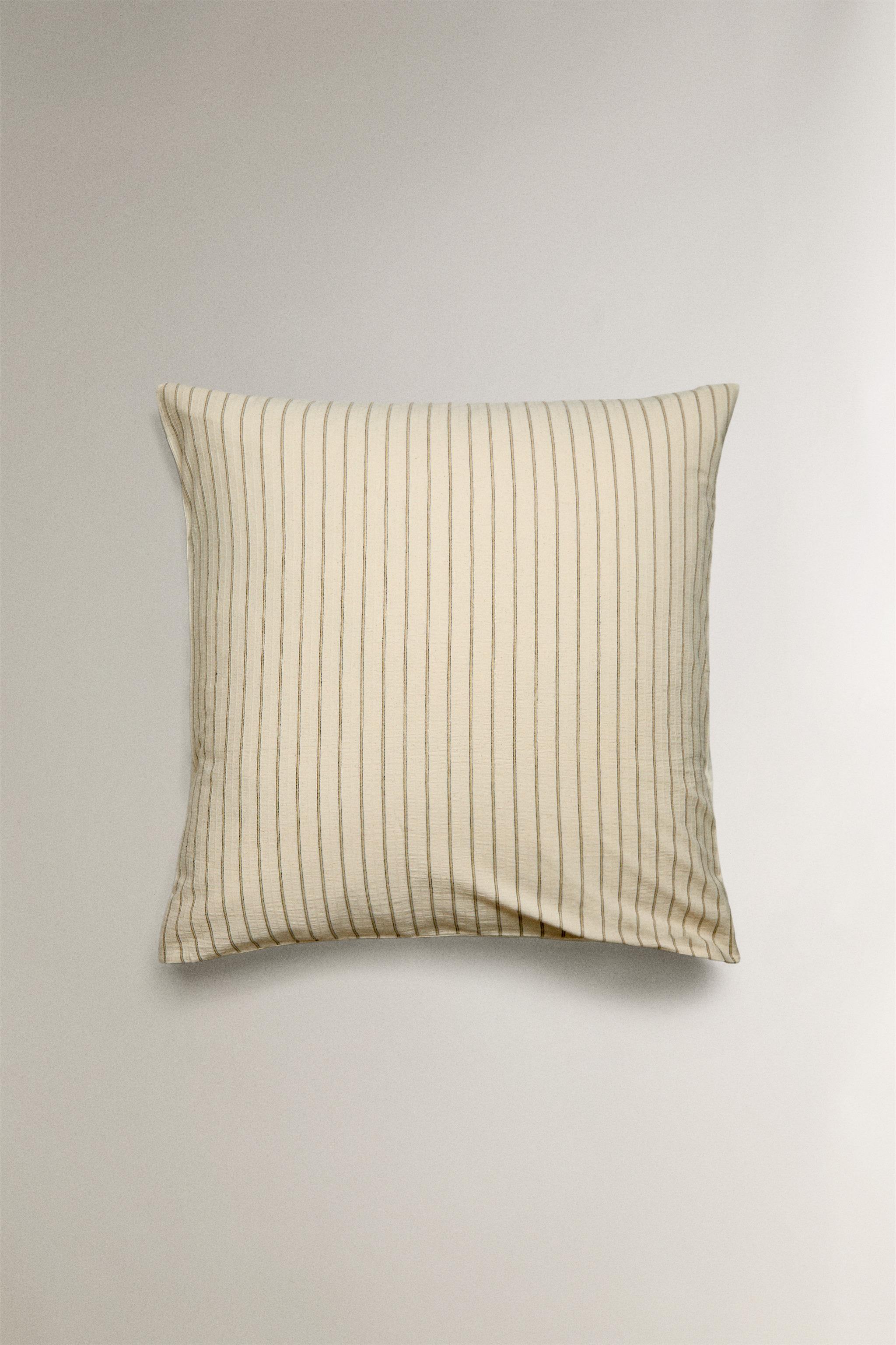 CRINKLE STRIPED COTTON PILLOWCASE