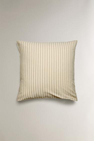 STRIPED CREASED COTTON PILLOWCASE - Ecru by Zara - Image 2