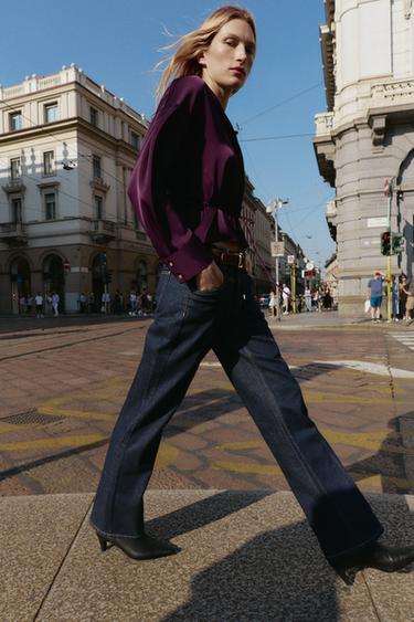 SATIN BLOUSE WITH THIN BELT - Burgundy by Zara - Image 3