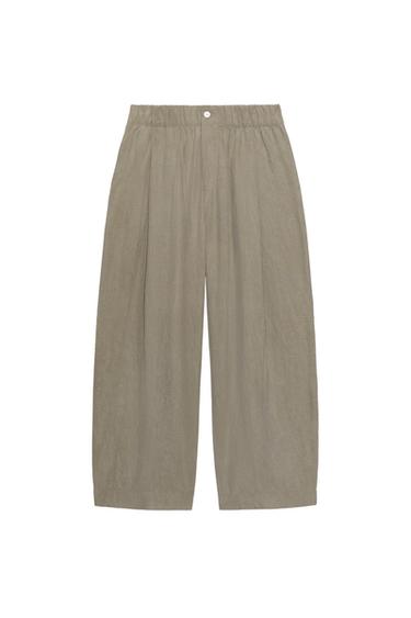 بنطلون منسدل للكاحل - بني/ توبو الخاص بـ Zara