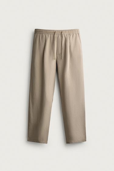PANTALON DÉCONTRACTÉ 100% LYOCELL - Marron clair de Zara