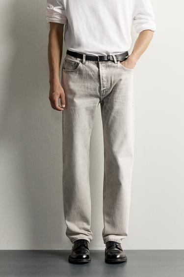 ACID WASH STRAIGHT FIT JEANS — Mid-gray 2