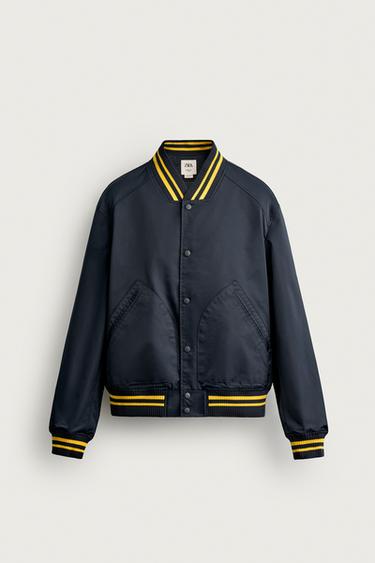 JAQUETA BOMBER RELAX FIT CONTRASTE - Azul-marinho da Zara