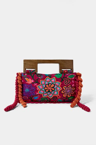 SAC FLEURS BRODÉES - Fuchsia de Zara