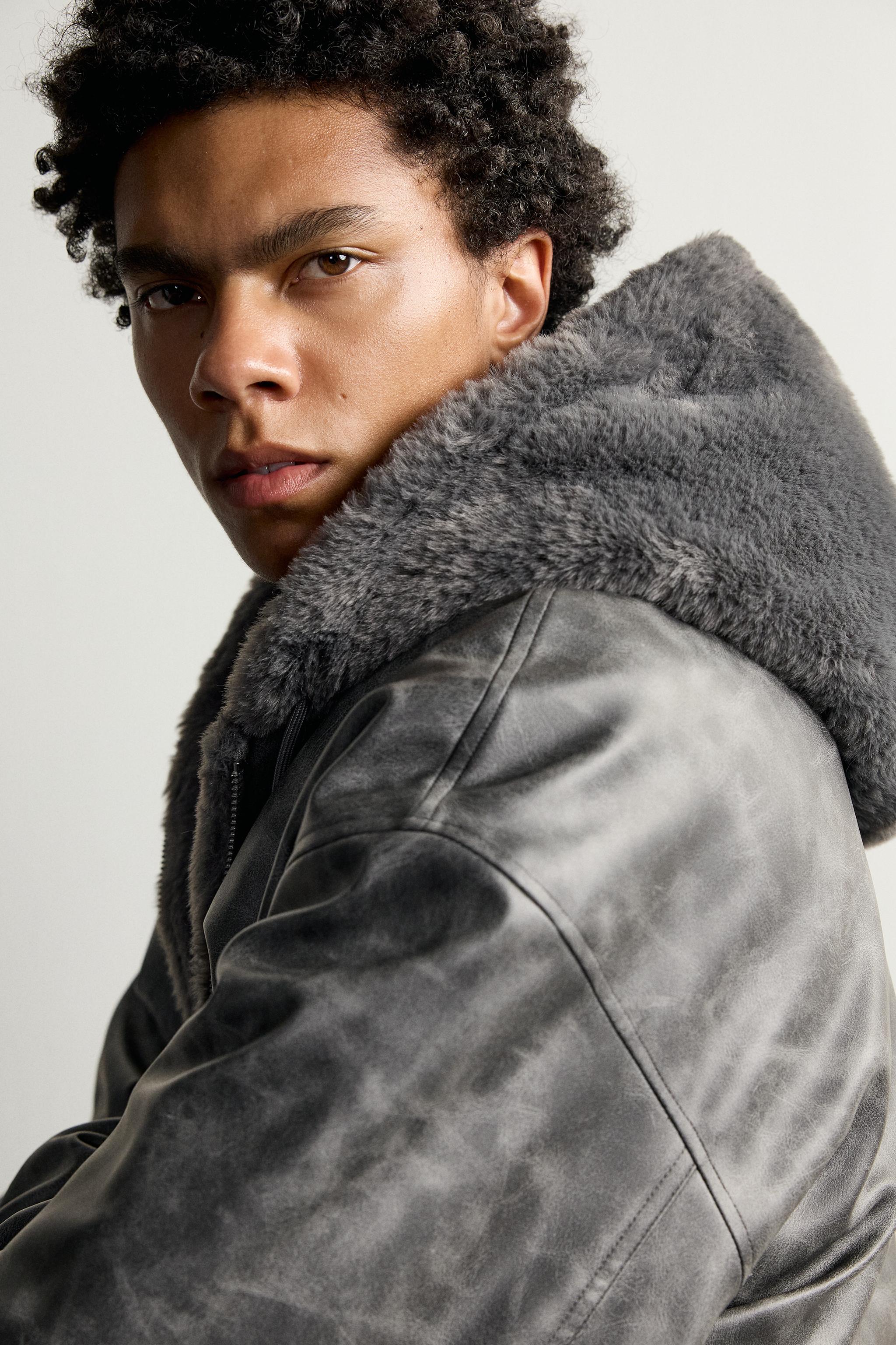 FAUX SHEARLING REVERSIBLE BOMBER JACKET