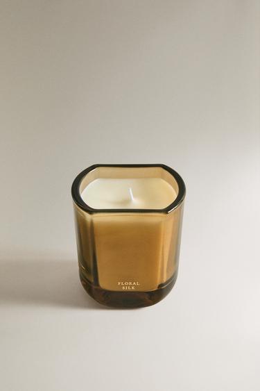 (220 G) FLORAL SILK SCENTED CANDLE — Ecru/Yellow 2