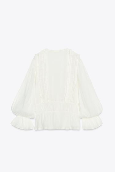 CHEMISE ROMANTIQUE AVEC EMPLACEMENT ZW COLLECTION - Blanc cassé de Zara - Image 5
