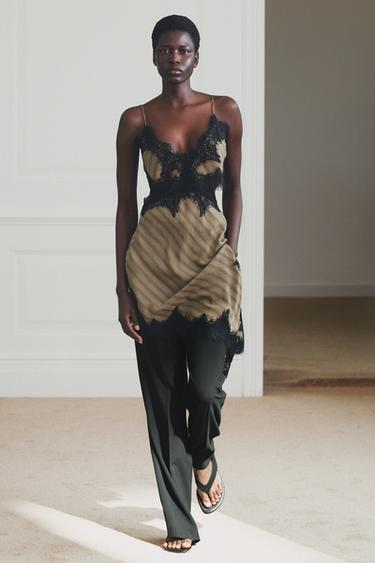 Zara ZW COLLECTION CUT-OUT SLIP DRESS - Mink