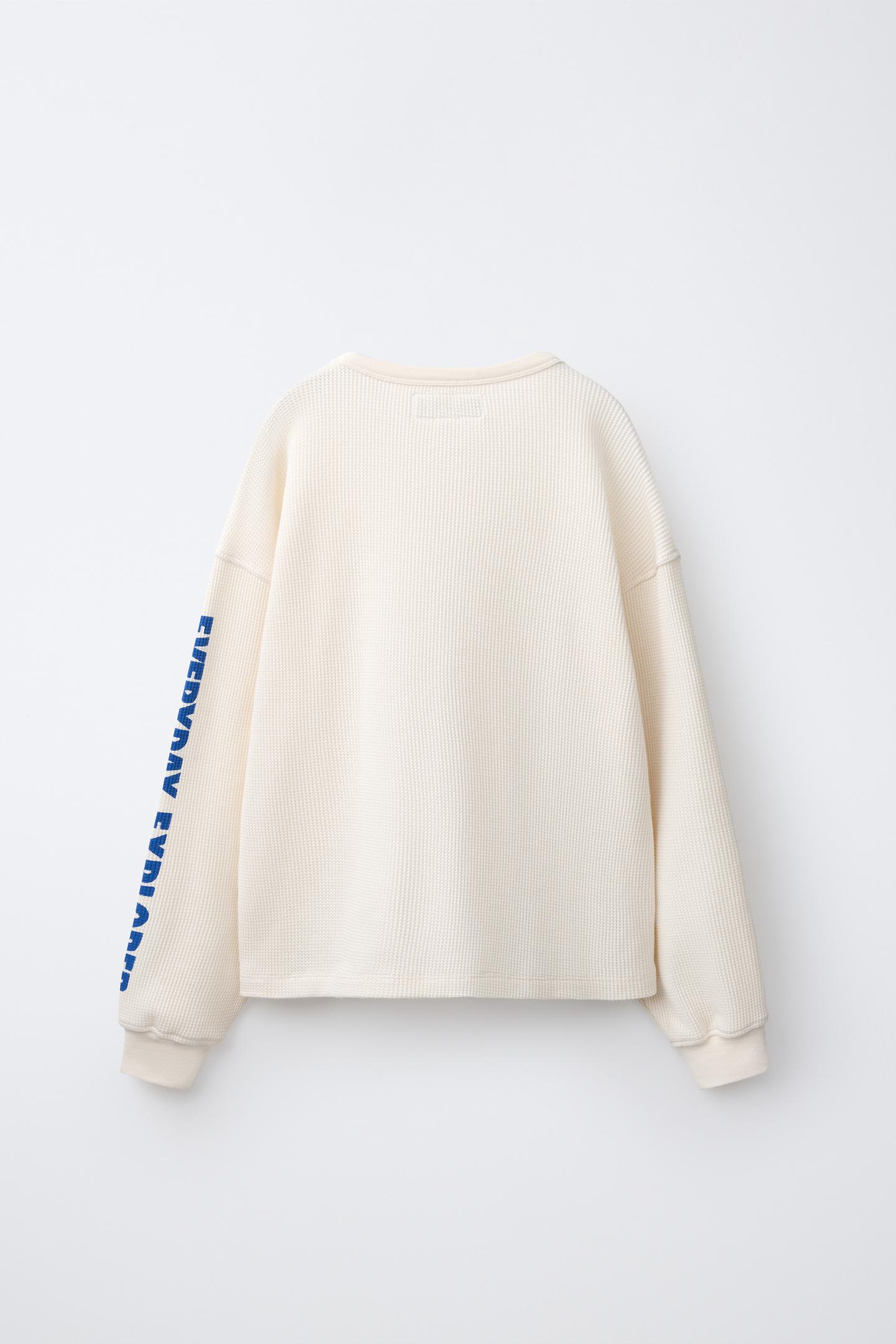 Детская футболка Zara Waffle Patch, цвет: Экрю — фото 2