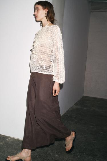 Zara ZW COLLECTION LONG SKIRT - Brown