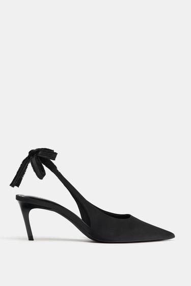 Zara BOW SLINGBACK HEELS - Black