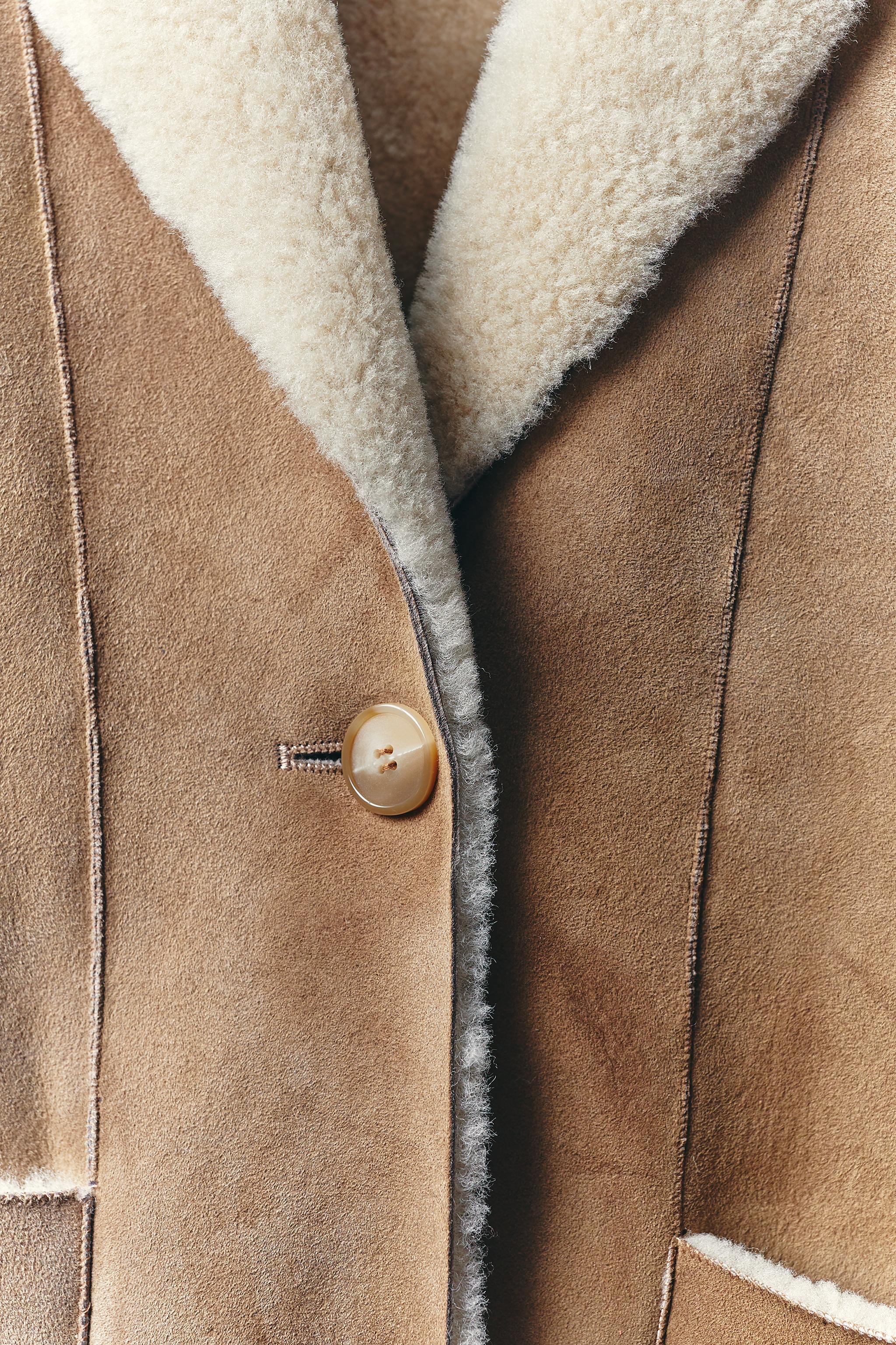 DOUBLE FACED LEATHER COAT LIMITED EDITION - Ecru / Beige | ZARA