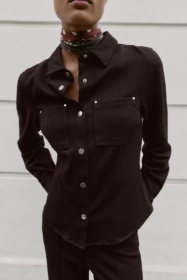 CHEMISE CINTRÉE EN CRÊPE - Marron de Zara - Image 1