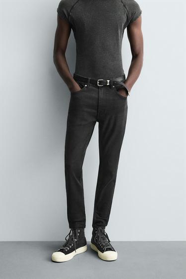 CROPPED SKINNY FIT JEANS - Black by Zara