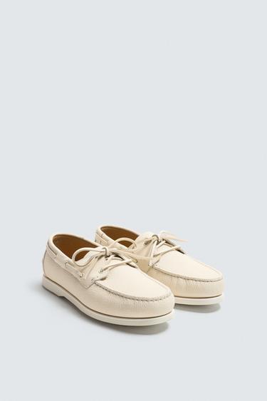 ZAPATO NÁUTICO PIEL LIMITED EDITION - Blanco de Zara