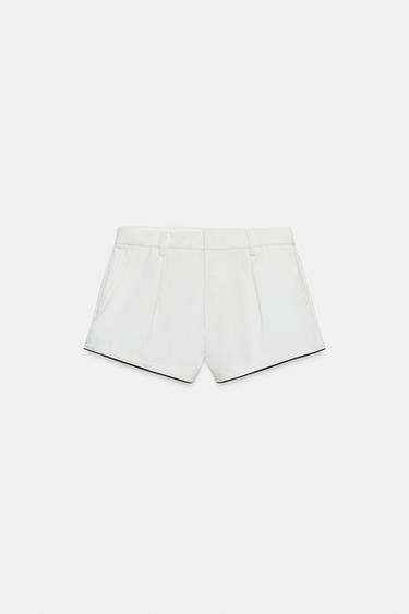ZW COLLECTION DARTED DENIM SHORTS - White by Zara - Image 3