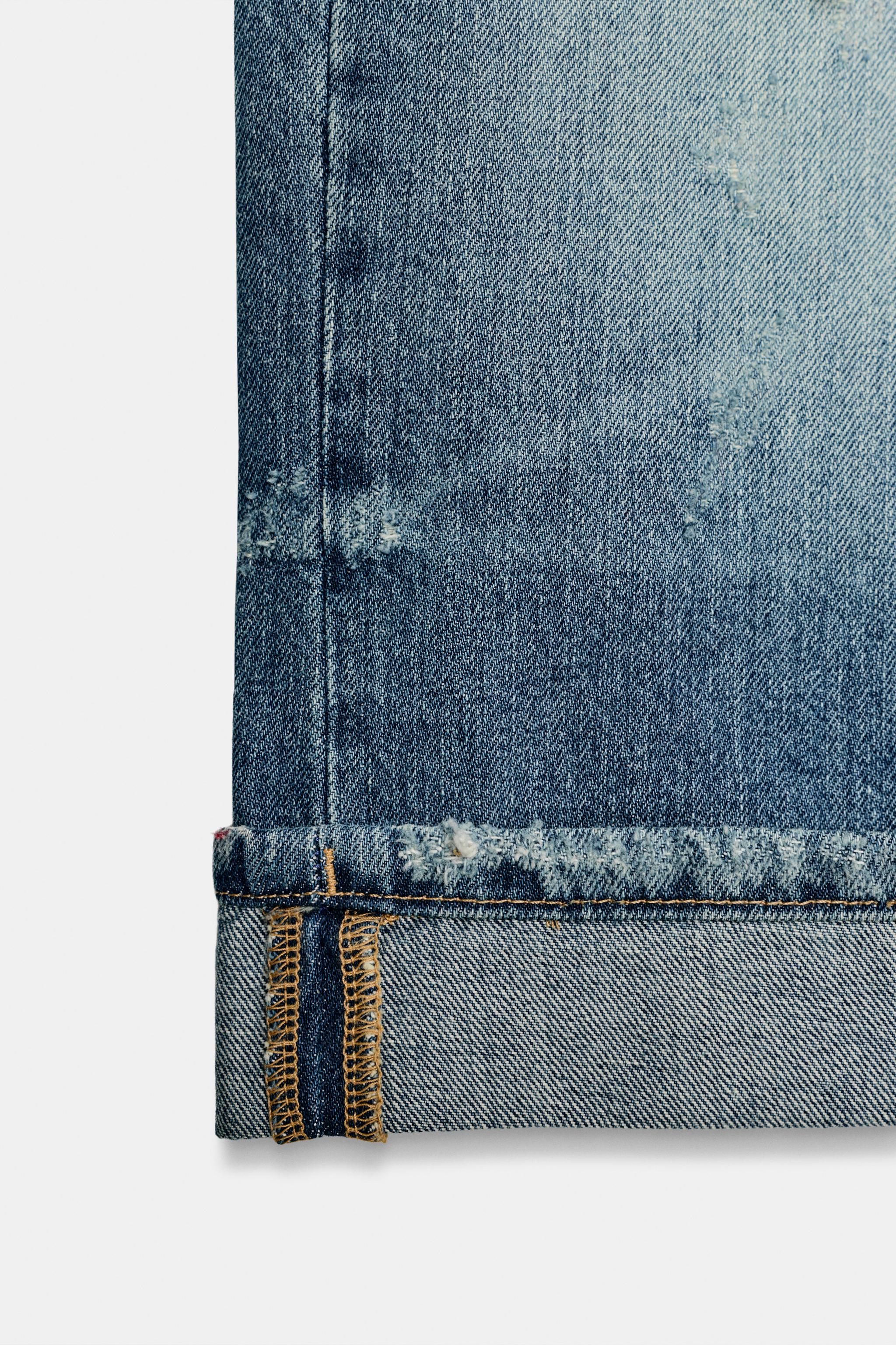 MID-RISE TRF RIPPED DENIM JORTS