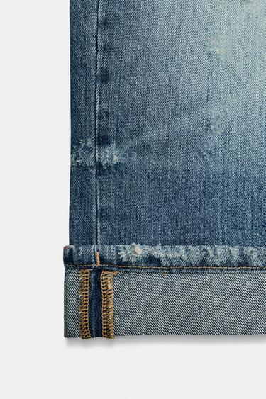 TRF MID-WAIST RIPPED DENIM JORTS - Blue by Zara - Image 5
