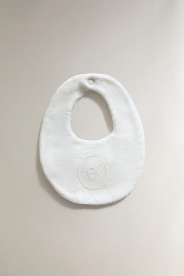 Zara BABY BIB WITH CHICK EMBROIDERY - Oyster-white - Image 0
