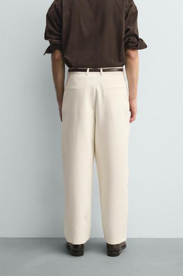 RELAXED FIT PLEATED TROUSERS - Oyster-white by Zara - Image 2