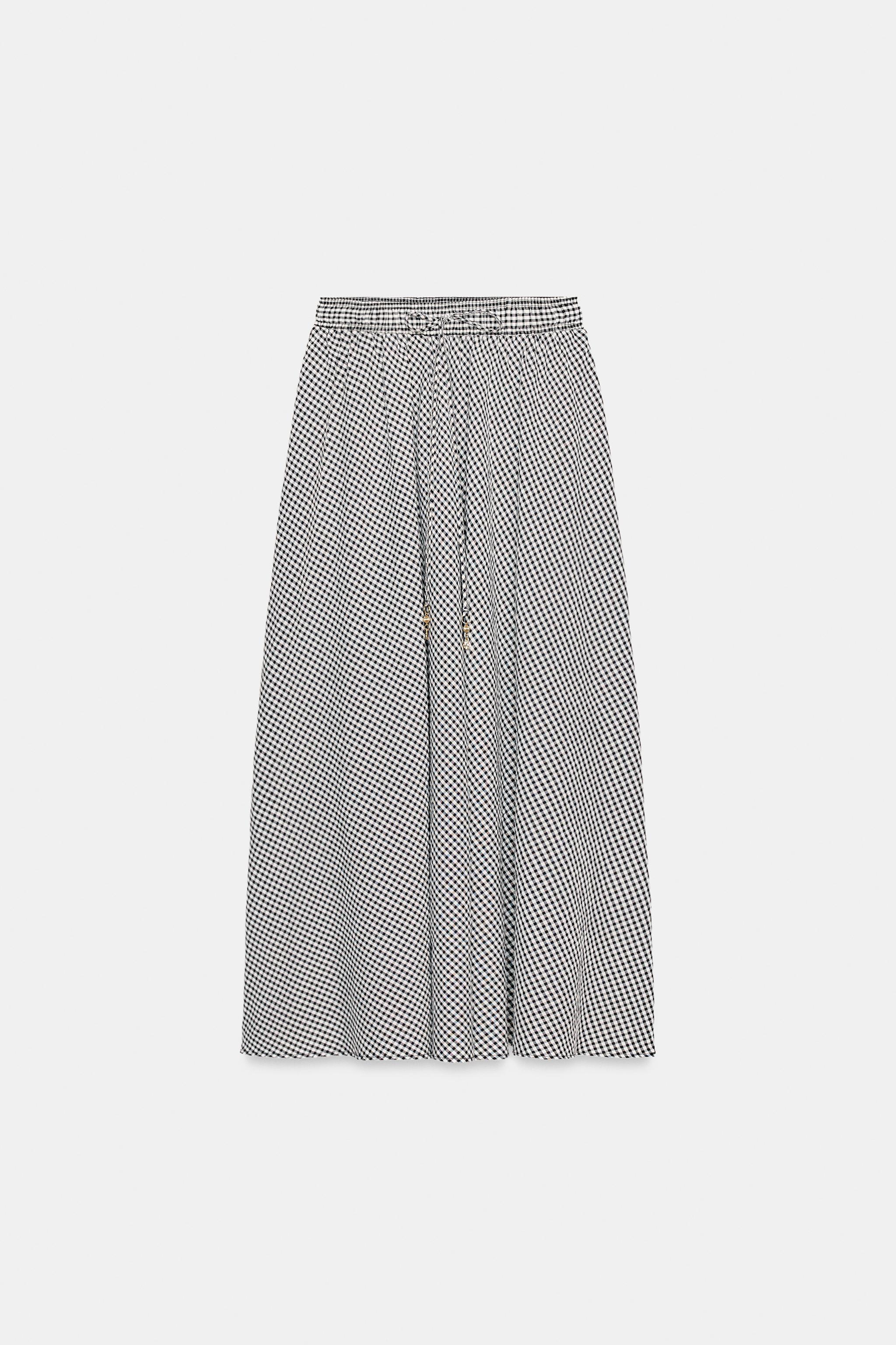SAIA MIDI XADREZ VICHY - Cru / Preto | ZARA Brasil