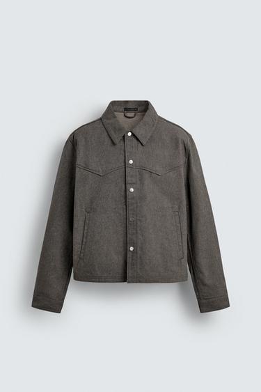 TWILL TEXTURED OVERSHIRT - Brown by Zara - Image 6