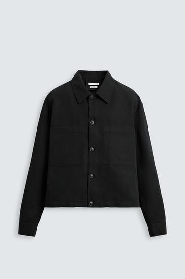 CAMISA AMPLA ALGODÃO - LINHO - Preto da Zara