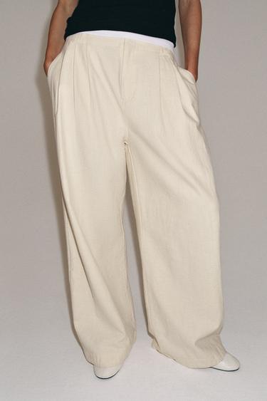 PANTALÓN OVERSIZE ZW COLLECTION - Crudo de Zara