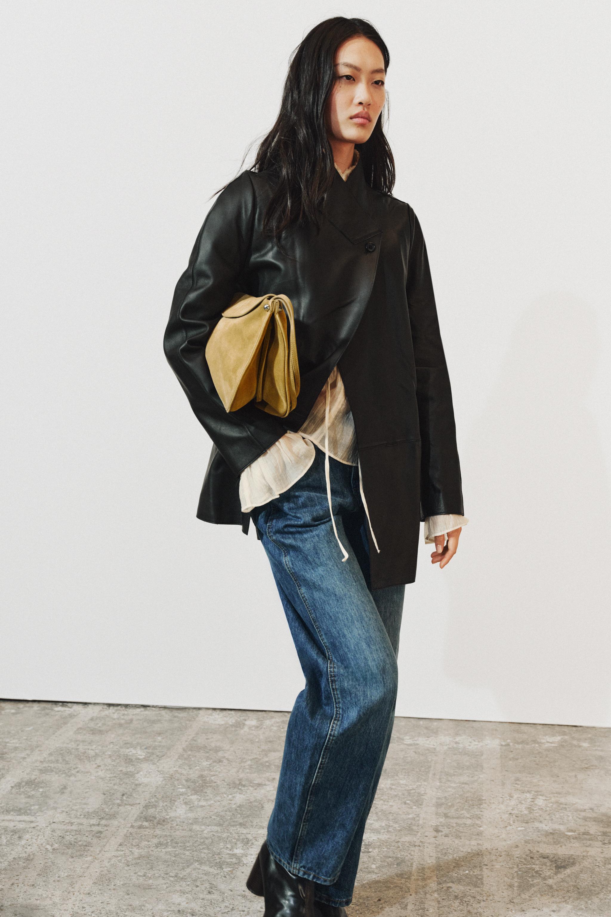 Leather Crossbody Bag With Flap by Zara
