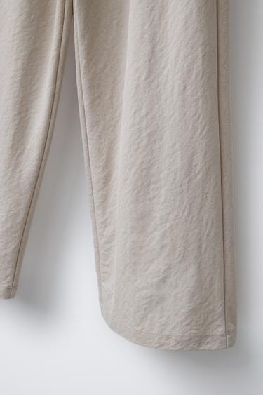 PANTALON WIDE LEG FLUIDE - Beige de Zara - Image 4