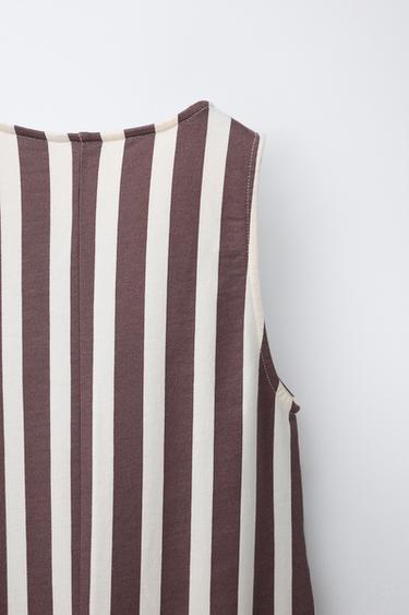 SALOPETTE LONGUE À RAYURES AVEC INSCRIPTION EN RELIEF - Écru / Marron de Zara - Image 3