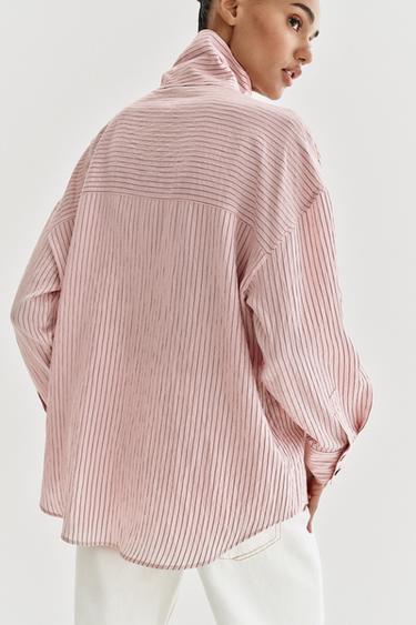 STRIPED HIGH NECK SHIRT - Pink by Zara - Image 5