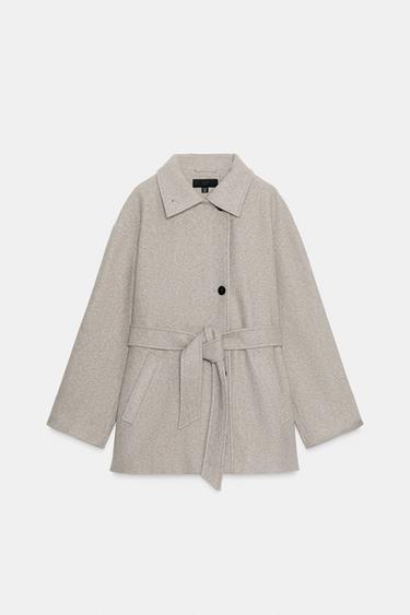 MANTEAU COL DOUBLE POSITION SOFT - Beige de Zara - Image 5