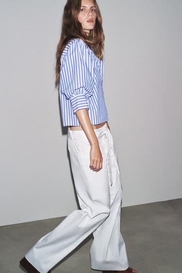 CHEMISE POPELINE MANCHES BOUFFANTES ZW COLLECTION - rayures de Zara - Image 3