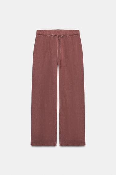 드로스트링 루즈 팬츠 - Zara 버건디