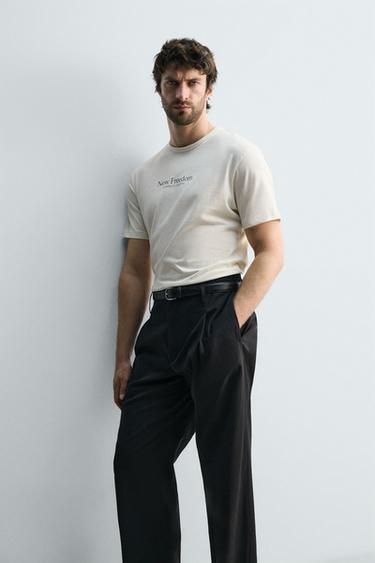 T-SHIRT À TEXTE IMPRIMÉ - Blanc cassé de Zara - Image 5