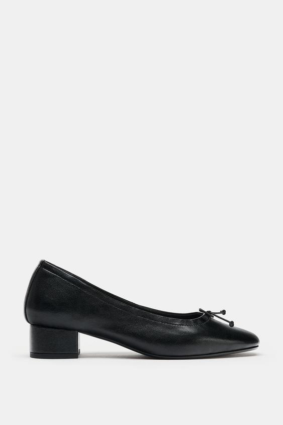 HEELED BOW BALLERINA SHOES - Black by Zara - Image 0