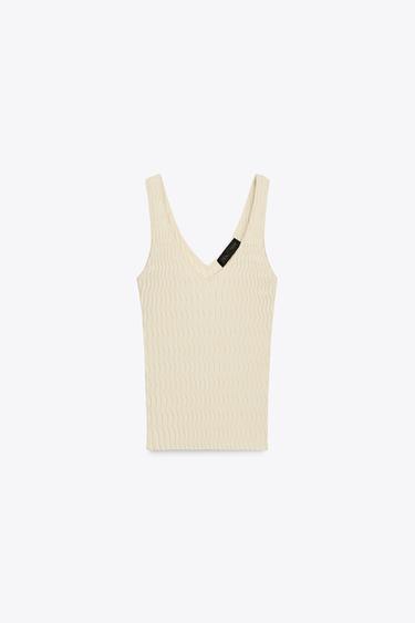 TEXTURED KNIT TOP - Cream by Zara