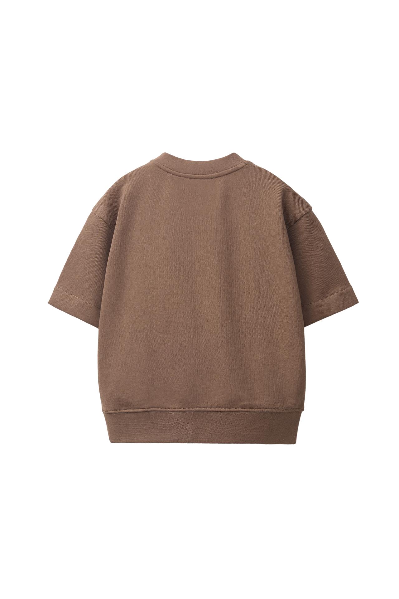 SHORT SLEEVE TEXT SWEATSHIRT — Light brown