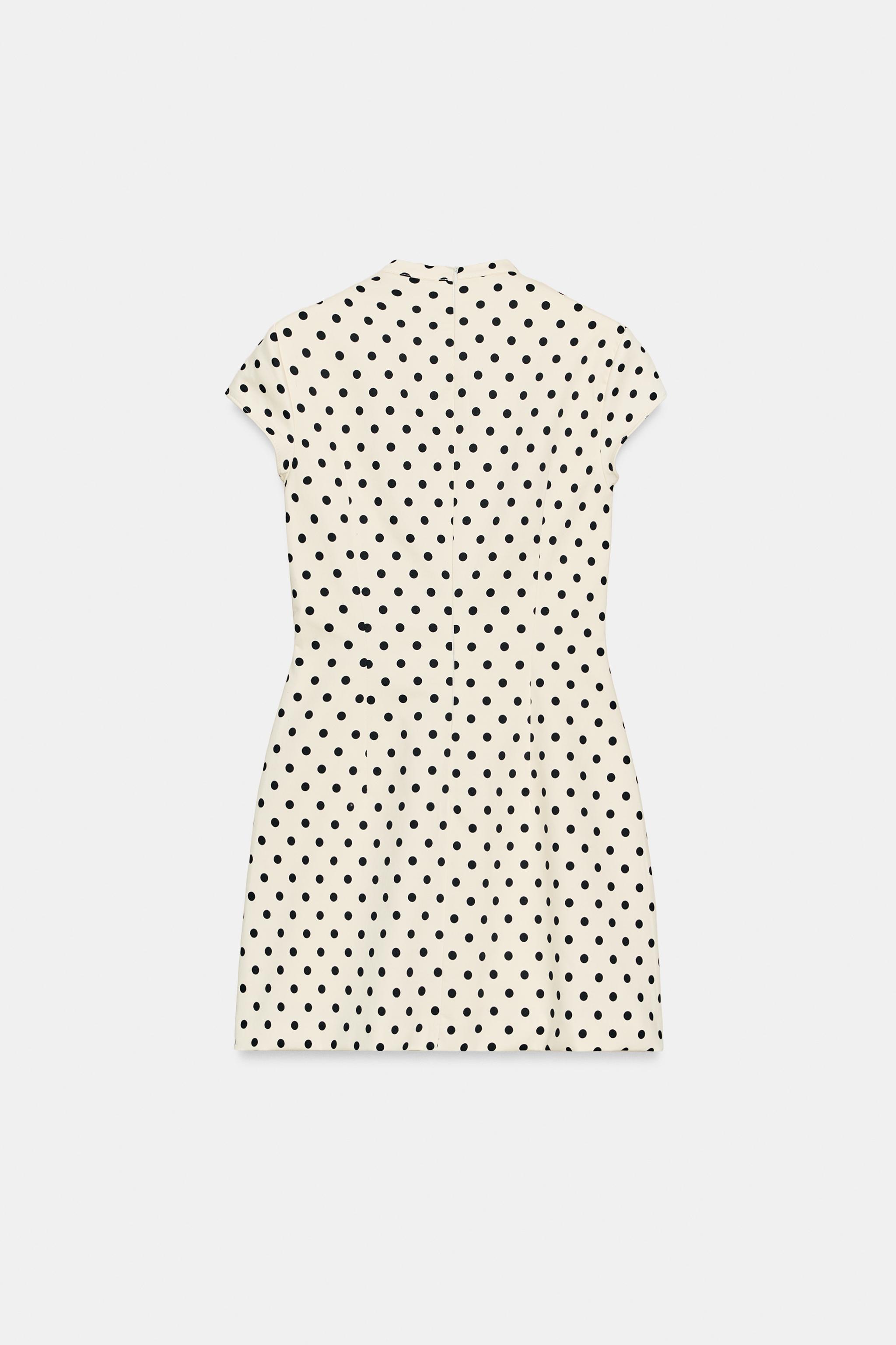 POLKA DOT SHORT DRESS WITH TIE DETAIL