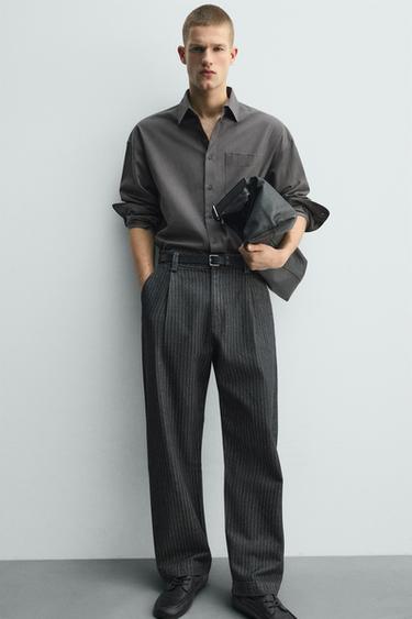 PANTALON CHINO RELAXED À RAYURES - Gris de Zara - Image 6