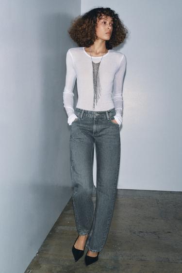 ZW COLLECTION LOW-RISE STRAIGHT JEANS - Faded blue by Zara