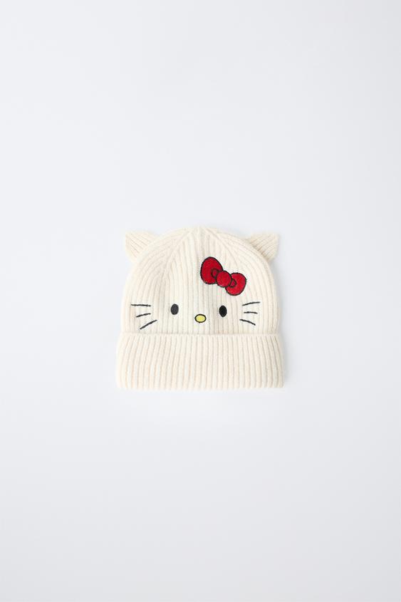ПЛЕТЕНА ШАПКА HELLO KITTY - Екрю от Zara – Изображение 0