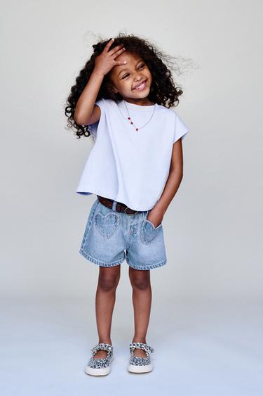 DENIM BERMUDA SHORTS WITH HEART POCKETS - Light blue by Zara